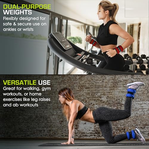 ProsourceFit Blue Ankle/Wrist & Leg Weights Set 6 lbs Adjustable for Men & Women