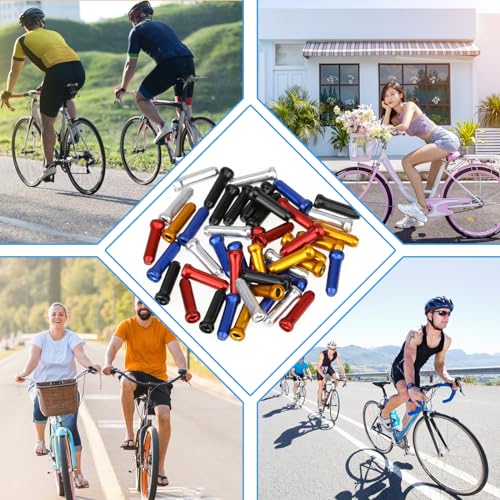 50pcs Colorful Bike Cable End Caps - Durable Aluminum Tips