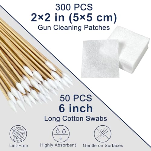 Comprehensive Gun Cleaning Supplies Kit - 300 Patches & 50 Swabs