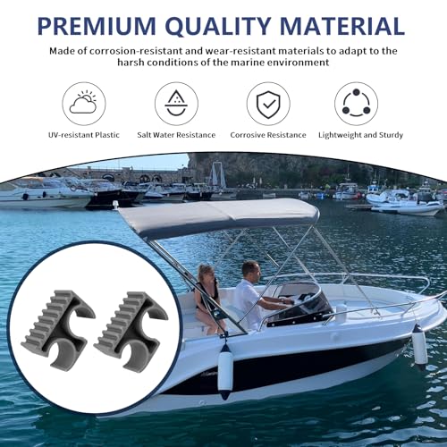 Bimini Top Pole Clips - 7/8-Inch Boat Support Clips (2 Pack)