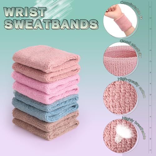 Wrist Sweatbands - 8 Pack Neon Cotton Sports Bands - Morandi Color