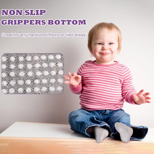 SkiBeaut 12 Pairs Toddler Non-Slip Socks with Grips for Girls & Boys 1-3T - Anti-Skid Kid Socks