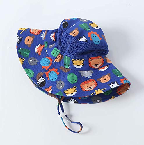 UPF 50+ Wide Brim Sun Hat for Kids - Zoo Design, Ages 4-8