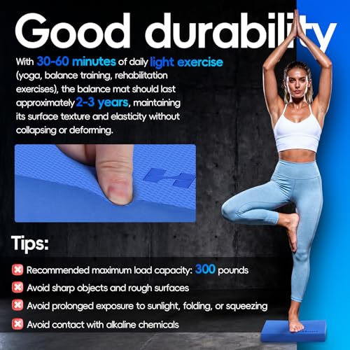 Professional Foam Balance Pad for Therapy & Stability - Blue, 15.7x13in