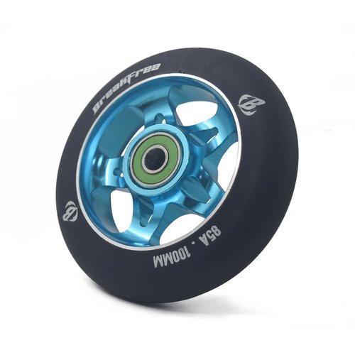 B BREAKFREE 2 Pack 100mm Scooter Wheels 85A Pro Scooters Replacement Wheels with ABEC-9 Bearings Installed(light blue)