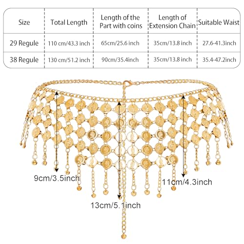 Belly Dance Coin Scarf Belt - Regular Gold