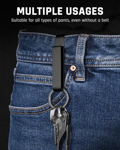 TISUR Black Titanium Duty Belt Key Holder Keychain Waistband Clip 1pc