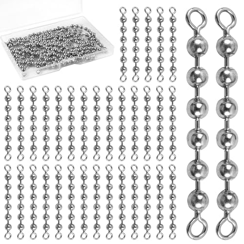 Silanon 40pcs Stainless Steel Fishing Beads Chain Swivels - 6 Beads 3/16"