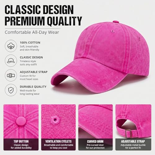 Kryxelia Rose Red Washed Baseball Cap - Adjustable Low Profile Dad Hat