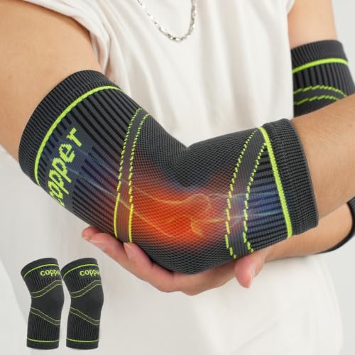 LISEPWU Copper Elbow Brace for Men & Women - Gray-Green Medium, Support & Compression Sleeve
