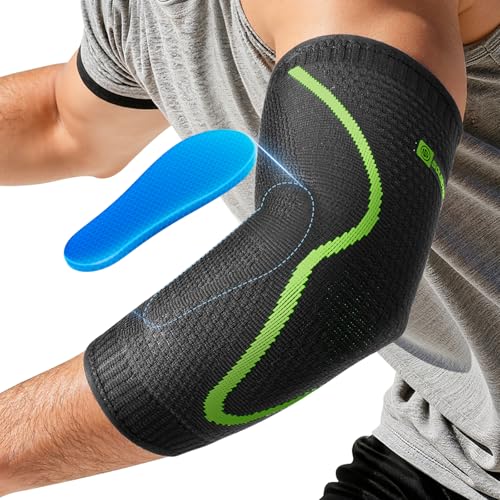 Elbow Compression Sleeve with Gel Pad - Breathable Support - Black XX-Large