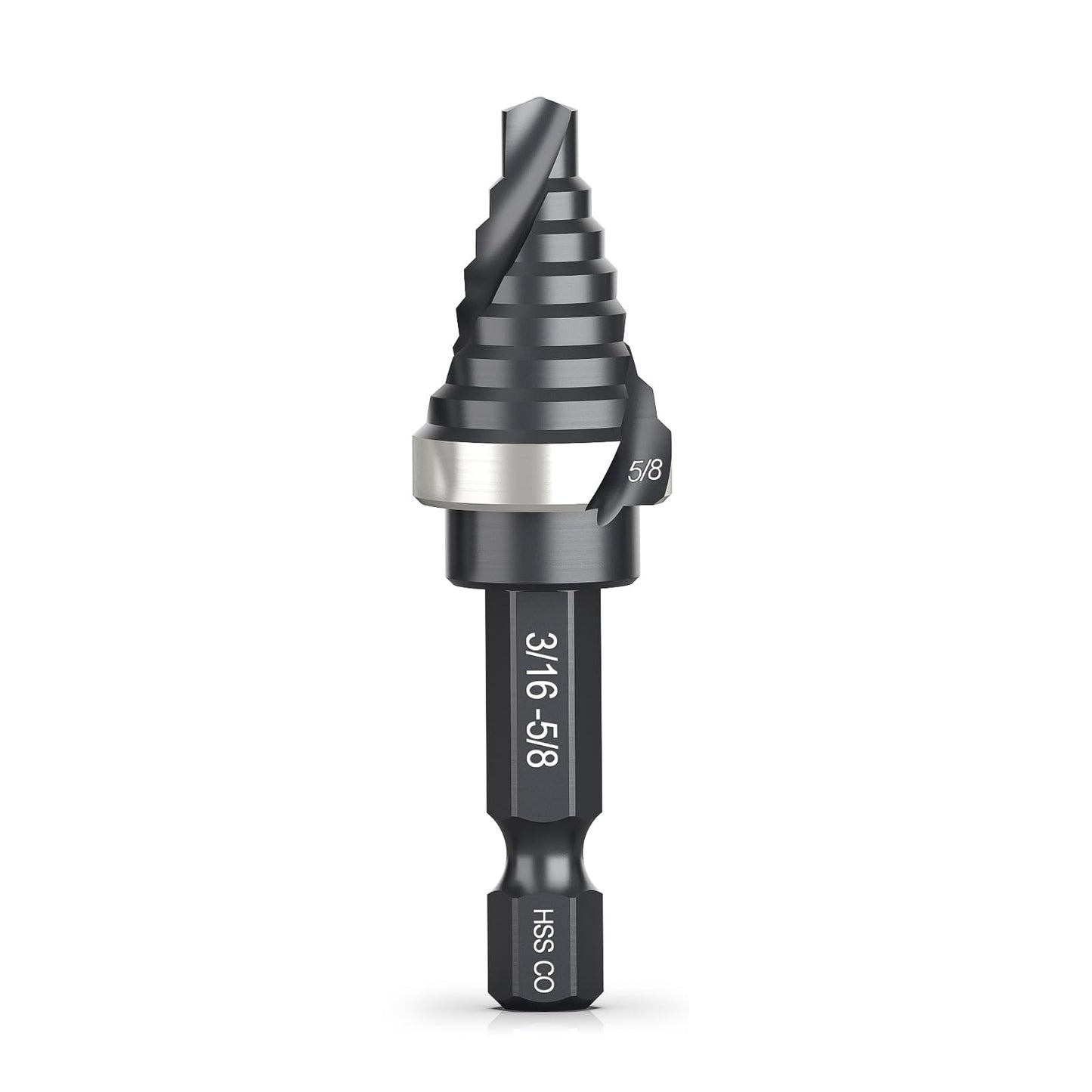 THINKWORK M35 Cobalt Spiral Flute Step Drill Bit, Single Size HSS Step Bit 5/8", Small Size EDC 1/4" Shank Step Bits for Metal, Carbon Steel, Stainless Steel, Wood, Plastic