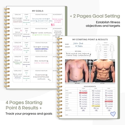 Fitness Workout Journal & Log Book - Green, 5.5" x 8.2"