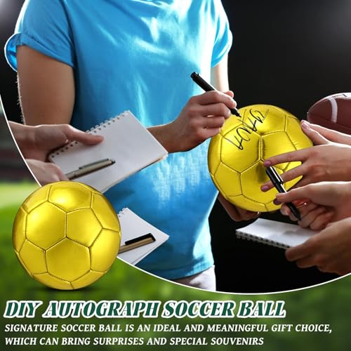 WinnerWhy Gold Size 2 Autograph Soccer Ball Set – 9 Mini Trophy Balls with Pump
