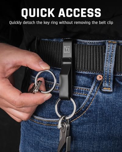 TISUR Black Titanium Duty Belt Key Holder Keychain Waistband Clip 1pc