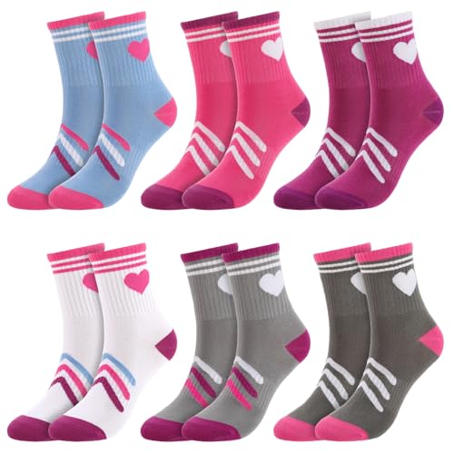 6 Pairs Kids Athletic Crew Socks - Mix Color