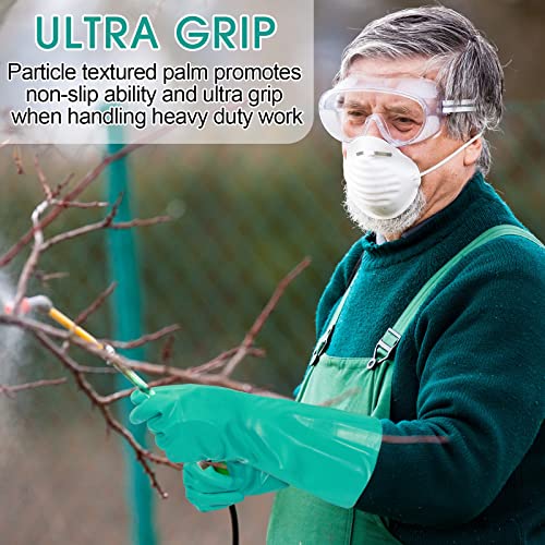 10 Pairs Chemical Resistant Gloves Heavy Duty Thick Nitrile Gloves Bulk for Cleaning, Resist Household Acid, Alkali and Oil (X-Large)