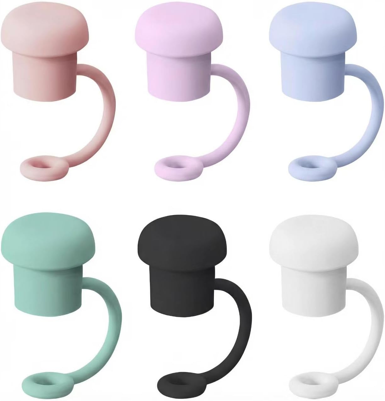 Skiennix Adjustable Straw Cover Caps - Universal Silicone Dust-Proof Topper for 6-10mm Straws | 6-Pack, BPA-Free