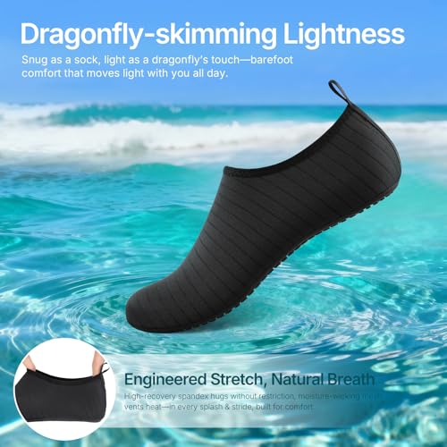 Quick-Dry Water Shoes for Women & Men - Black, Sizes 7-8 Women/6-7 Men