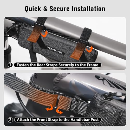 Bike Frame Bag - Water-Resistant Top Tube Pouch for Smartphones & Cards - Black
