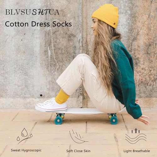 Womens Soft Cotton Crew Socks - Thin Above Ankle, 6 Pack