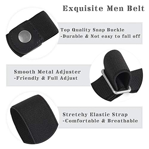 Invisible Elastic Stretch Belt for Men & Women 24-35in Black No Buckle