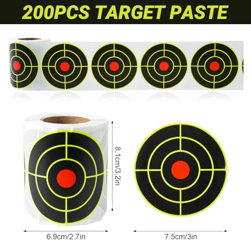 3 Inch Reactive Splatter Target Stickers - 200 Pcs Self-Adhesive