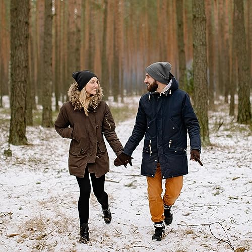 Warm Acrylic Knit Cuff Beanie Hat for Men & Women - Black