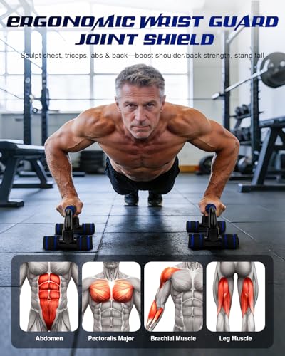 Ergonomic Push Up Bars - Portable Handles for Strength Training - Blue