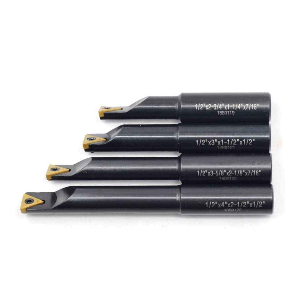 OSCARBIDE 1/2"Round Shank Boring Bar Set, 90 Degree with Indexable Carbide Inserts TCMT21.51(TCMT110204),4 Pieces/Set