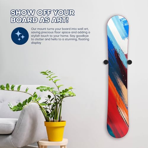 Snowboard Wall Mount - 2pcs Black, PU Rubber Grip, Easy Setup