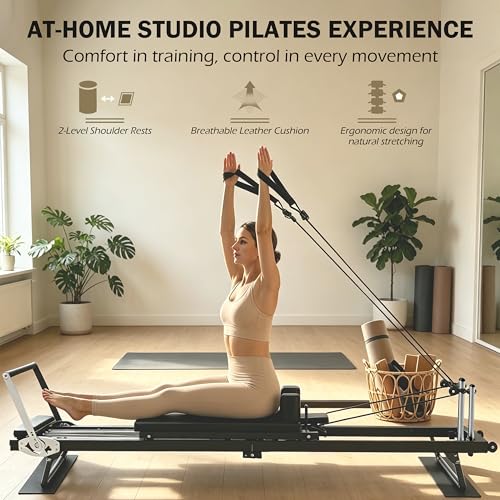 Foldable Pilates Reformer Machine - 91 Inch for Home Gym