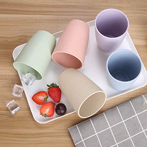 LuckyZone 10Pcs Eco-Friendly Wheat Straw Reusable Cups 12oz - Unbreakable & Dishwasher Safe Set