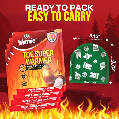Warmie Toe Warmers with Adhesive Backing - Air-Activated, Long-Lasting, Odorless, All-Natural, 10 Pairs