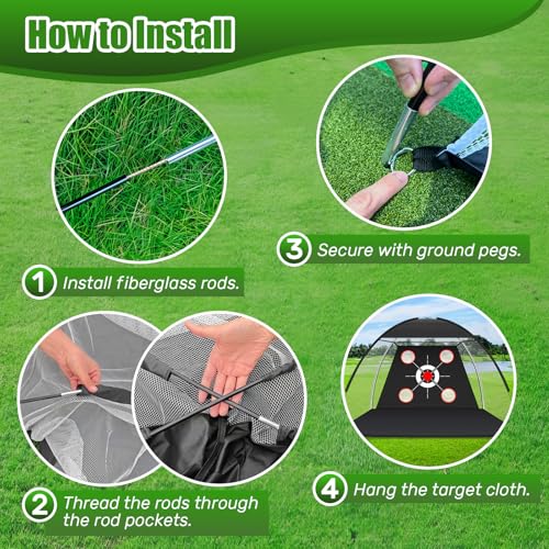 Golf Net with Practice Mat - 10x7FT Hitting Aid for Backyard Training