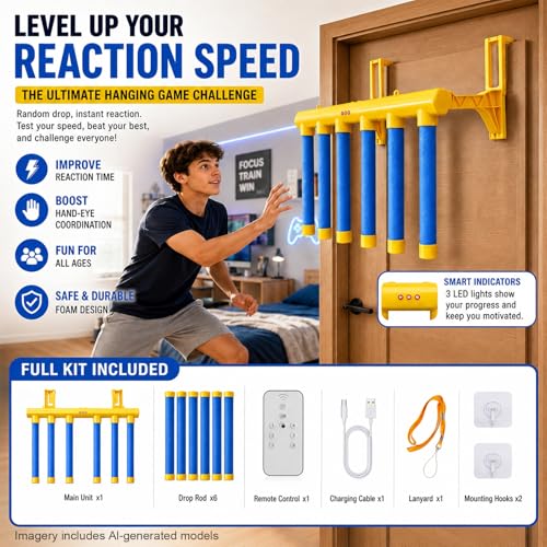 Reflex Drop Sticks Challenge Game with Remote Control - Blue