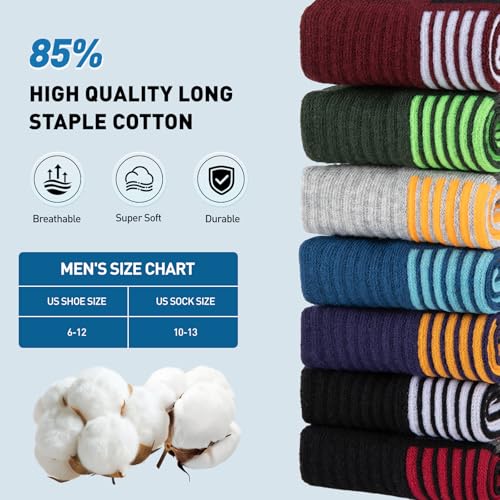 Men's Athletic Ankle Socks - 7 Pairs Multicolor, Cushioned & Moisture Wicking