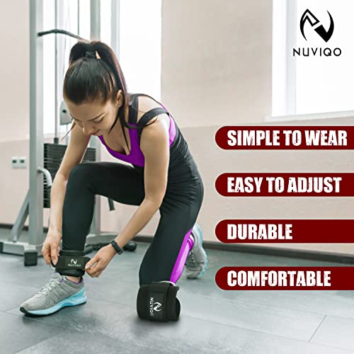 Padded Ankle Strap for Cable Machines with D-Ring - Black - Single
