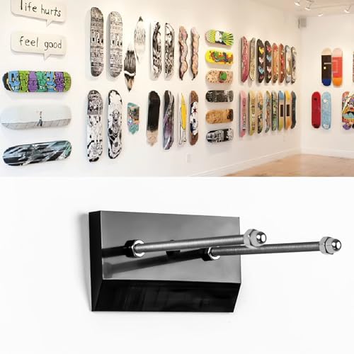 2 Pack Skateboard Wall Mount - Black Display Hanger for Skis, Snowboards & More
