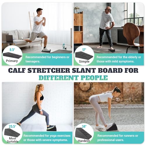 Squat Wedge Block for Calf Stretching - 5 Adjustable Angles, Classic & Black