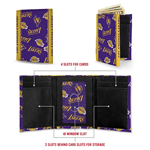 Los Angeles Lakers Canvas Trifold Wallet - Genuine Leather