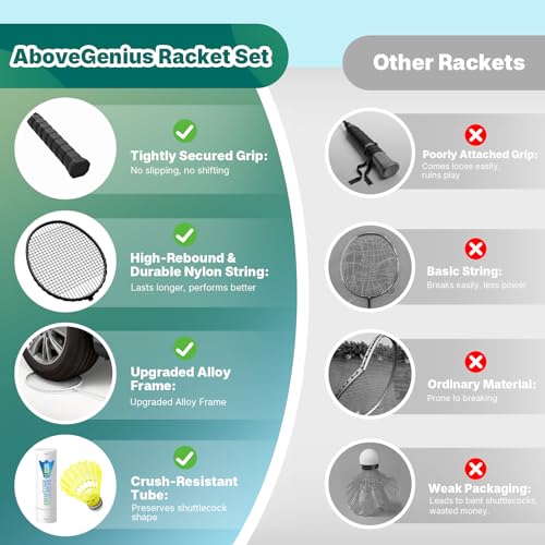 Lightweight Badminton Racket Set - 6 Rackets & 12 Birdies - 2 Colors
