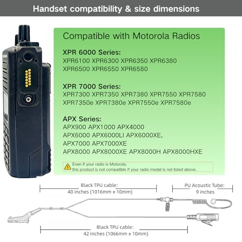 APX 6000 XPR 7550e Earpiece with Microphone - Motorola Radio Compatible, Single Unit