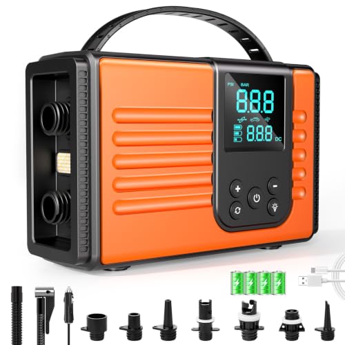50 PSI Electric Paddle Board Pump - Rechargeable, Auto-Off, Orange