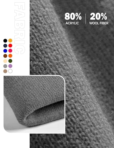 Knit Winter Beanie Hat for Men & Women - Warm Striped Cuffed - Black & Grey