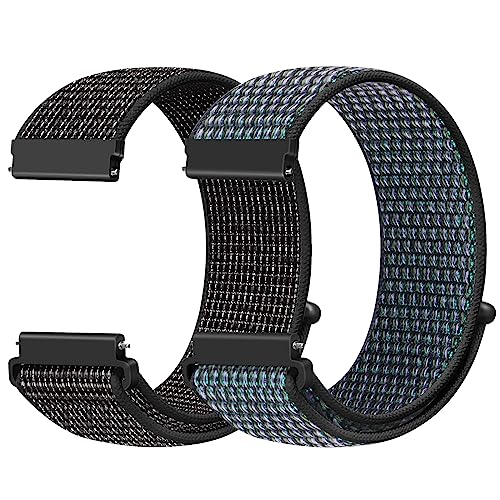 AVOD 18mm Nylon Sport Watch Band Black/White+Hyper Grape for Garmin & Casio - Quick Release 18mm