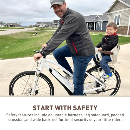 Rear Child Bike Seat - Off White Ring-Back Design for Kids 2-4 Years
