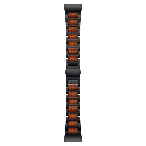 LDFAS Fenix 8/7X/6X/5X Plus Band, Natural Wood Red Sandalwood Stainless Steel Metal Watch Band, 26mm Quick Release Easy Fit Strap Compatible for Garmin Fenix 7X/6X Pro/5X/5X Plus/3HR/Descent Mk2 Bands