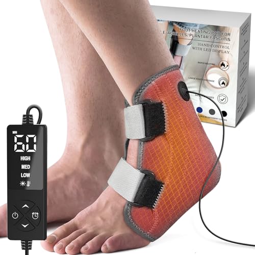 CREATRILL Foot Heating Pad for Ankle Pain, Achilles Tendonitis and Plantar Fasciitis Relief, Electric Ankle Warmer Wraps