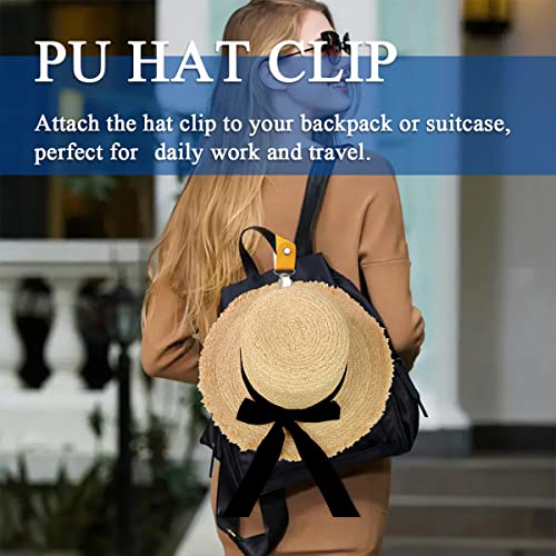 Hat Clip for Travel - PU Leather Multifunctional Duckbill Clip - Black & Blue